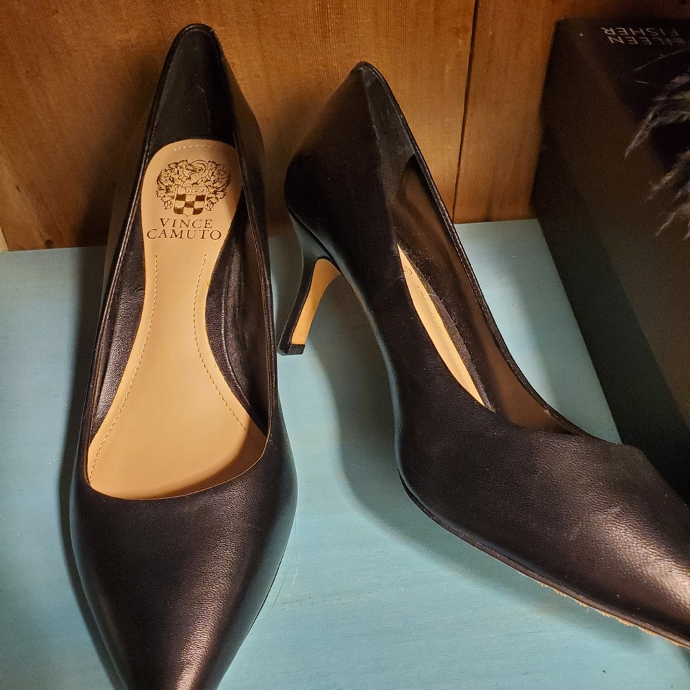 Vince Camuto Classic Black Leather Heels